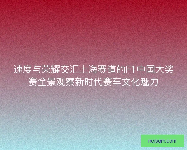 速度与荣耀交汇上海赛道的F1中国大奖赛全景观察新时代赛车文化魅力