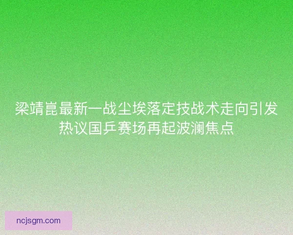 梁靖崑最新一战尘埃落定技战术走向引发热议国乒赛场再起波澜焦点